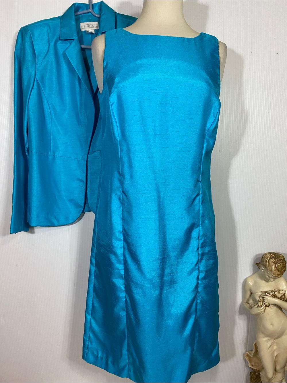 Studio C Vibrant Turquoise Midi Dress with Matching Jacket